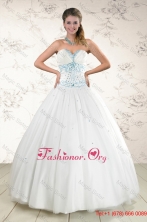 2015 Modern White Quinceanera Dresses with Appliques and Beading XFNAO091FOR