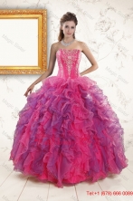 2015 Multi Color Quinceanera Dresses with Appliques and Ruffles XFNAO060FOR