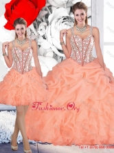 2015 Perfect Straps Orange Detachable Quinceanera Dresses with Beading QDDTA116001FOR
