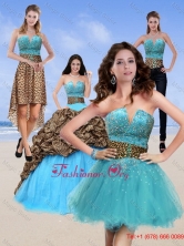 2015 Unique Leopard Print Baby Blue Quinceanera Dresses with Brush Train and Beading ZYLJ91403TZA2FOR