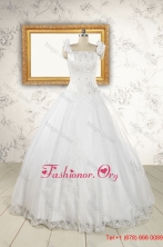 2015 Wonderful  White Quinceanera Dresses with Appliques and Beading FNAO101FOR