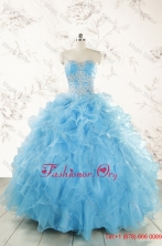 Aqua Blue Ball Gown Sweetheart Beading Sweet 16 Dresses FNAOA45FOR