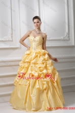 Ball Gown Sweetheart Beading Pick-ups Yellow Quinceanera Dress FVQD002FOR