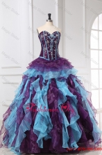Beading and Appliques Multi-color Quinceanera Dress with RufflesFFQD085FOR