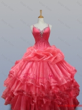 Beading and Ruffled Layers Straps Quinceanera Dresses for 2015 SWQD003FOR