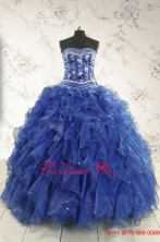 Beautiful Beading and Ruffles Quinceanera Dresses in Royal Blue FNAO881FOR