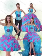 Beautiful Strapless Appliques and Ruffles Multi Color Quinceanera Dress QDZY464TZA2FOR