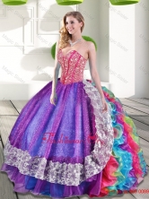 Beautiful Sweetheart Beading and Ruffles 2015 Quinceanera Dresses in Multi Color QDDTA63002-1FOR