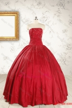 Cheap Red Strapless Sweet 16 Dresses with Beading FNAO597FOR