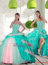 Delicate Beading and Ruffled Layers Quinceanera Gowns in Multi Color for 2015 QDDTA40001FOR