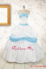 Elegant Ball Gown Quinceanera Dress in White and Baby BlueFNAO001FOR