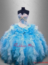 Elegant Strapless Beaded and Ruffles Quinceanera Gowns in Multi Color SWQD025-1FOR