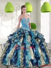 Fashionable Multi Color Quinceanera Dresses with Beading and Ruffles for 2015 QDDTC6002FOR