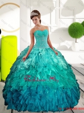 Fashionable Sweetheart Multi Color Sweet Sixteen Dresses with Appliques and Ruffles QDDTB3002FOR