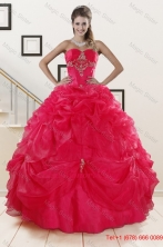 Perfect Red Sweetheart Quinceanera Dresses with Appliques XFNAO372FOR