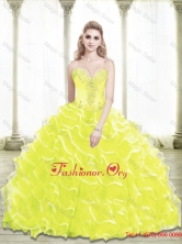 Perfect Sweetheart Beading and Ruffled Layers Yellow Quinceanera Dresses SJQDDT25002-3FOR