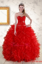 Pretty Ball Gown Sweetheart Red Quinceanera Dresses with Beading XFNAO5841FOR