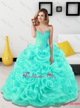 Pretty Beading and Rolling Flowers Sweetheart Light Blue Sweet 15 Dresses for 2015 SJQDDT18002-5FOR
