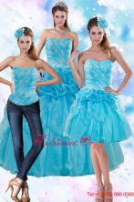 Sophisticated Teal Quince Dresses with Embroidery and Pick Ups XFNAOA37TZA1FOR