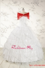 White Ball Gown Formal Quinceanera Dresses with Sequins and Ruffles FNAO726AFOR