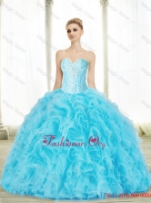 Wonderful Baby Blue Sweetheart Quinceanera Dresses with Beading and Ruffles SJQDDT72002FOR