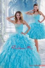 2015 Beautiful Baby Blue Detachable Quinceanera Dresses with Beading and Ruffles XFNAO011TZFOR