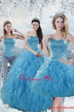 2015 Elegant Baby Blue Detachable Quinceanera Dresses with Beading and Ruffles XFNAOA19TZA1FOR
