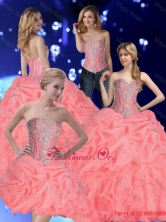2015 Fall Flirting Detachable Quinceanera Dresses with Pick Ups and Beading in Watermelon SJQDDT64001FOR