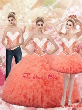 2015 New Style Sweetheart Watermelon Detachable Quinceanera Dresses with Beading SJQDDT89001FOR