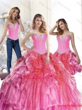 2015 Popular Multi Color Detachable Quinceanera Dresses with Beading and Ruffles SJQDDT37001FOR
