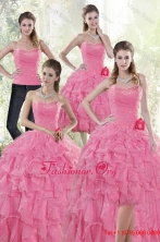 2015 Pretty Baby Pink Detachable Quinceanera Dresses with Beading and Ruffles XFNAO142TZA2FOR