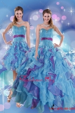 2015 Pretty Multi Color Detachable Quinceanera Dresses with Ruffles and Beading XFNAO783TZFOR