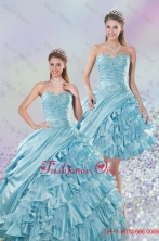 2015 Sweetheart Ball Gown Detachable Quinceanera Dresses with Beading and Ruffled Layers XFNAO158TZFOR