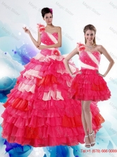 2015 Unique Multi Color Detachable Quinceanera Dresses with Ruffled Layers and Beading XFNAO239TZFOR