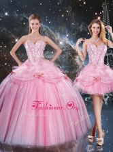 2016 Detachable Ball Gown Sweetheart Beading Pink Quinceanera Gowns QDDTA85001FOR