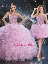 2016 Pretty Detachable Quinceanera Dresses with Beading and Ruffles  QDDTA113001FOR