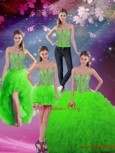 Beautiful Floor Length Beaded Detachable Quinceanera Gowns in Spring Green QDDTA5008-7FOR