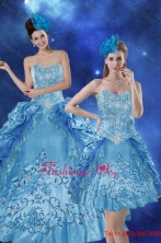 Beautiful Teal 2016 Spring Detachable Quinceanera Dresses with Embroidery and Pick Ups XFNAOA36TZFOR