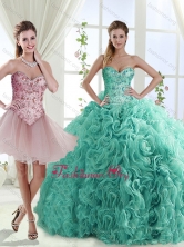 Decent Rolling Flowers Really Puffy Detachable Quinceanera Gowns with Beading