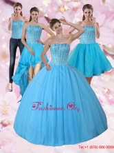 Detachable Baby Blue Strapless 2016 Detachable Quinceanera Dress with Beading PDZY690TZA2FOR