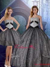 Discount Sweetheart Floor Length Sequined Detachable Quinceanera Dresses with Appliques QDZY231FXATZFOR