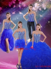 Dynamic Sweetheart Beaded and Ruffles Royal Blue Detachable Quinceanera Dresses QDDTA5008-4FOR