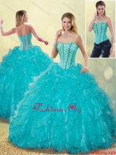 Elegant Aqua Blue Detachable Quinceanera Dresses with Beading and Ruffles SJQDDT186002FOR