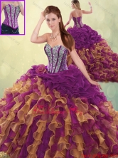 Fashionable Brush Train Beading Detachable Quinceanera Dresses in Multi Color SJQDDT193002FOR