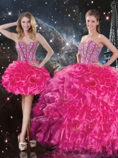 Fashionable Sweetheart Hot Pink Detachable Quinceanera Dresses with BeadingQDDTA100001FOR