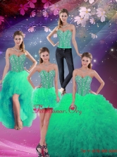Formal Sweetheart Beaded and Ruffles Detachable Quinceanera Dresses in Apple Green QDDTA5008-5FOR