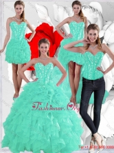 2015 Summer Pretty Ruffles and Beaded Detachable Quinceanera Dresses in Apple Green LFY091906TZA2-1FOR