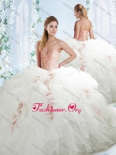 Lovely Beaded and Ruffled White Detachable Quinceanera Dresses in Organza SJQDDT539002FOR