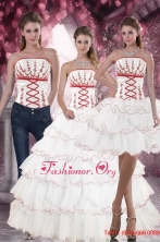 Lovely White Detachable Quinceanera Dresses with Appliques and Ruffled Layers for 2015 XFNAO415TZA1FOR