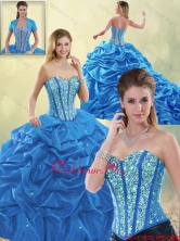 Luxurious Beading Blue Detachable Quinceanera Gowns with Sweetheart SJQDDT192002-3FOR